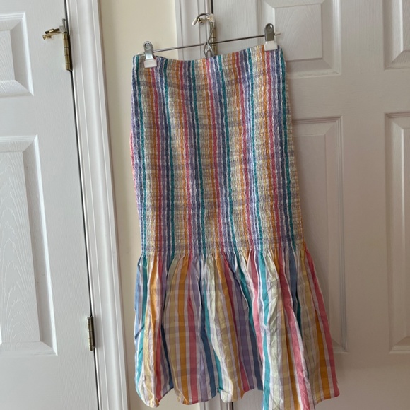 J Crew Smocked Gingham Midi Skirt, Size 16 - Picture 4 of 5